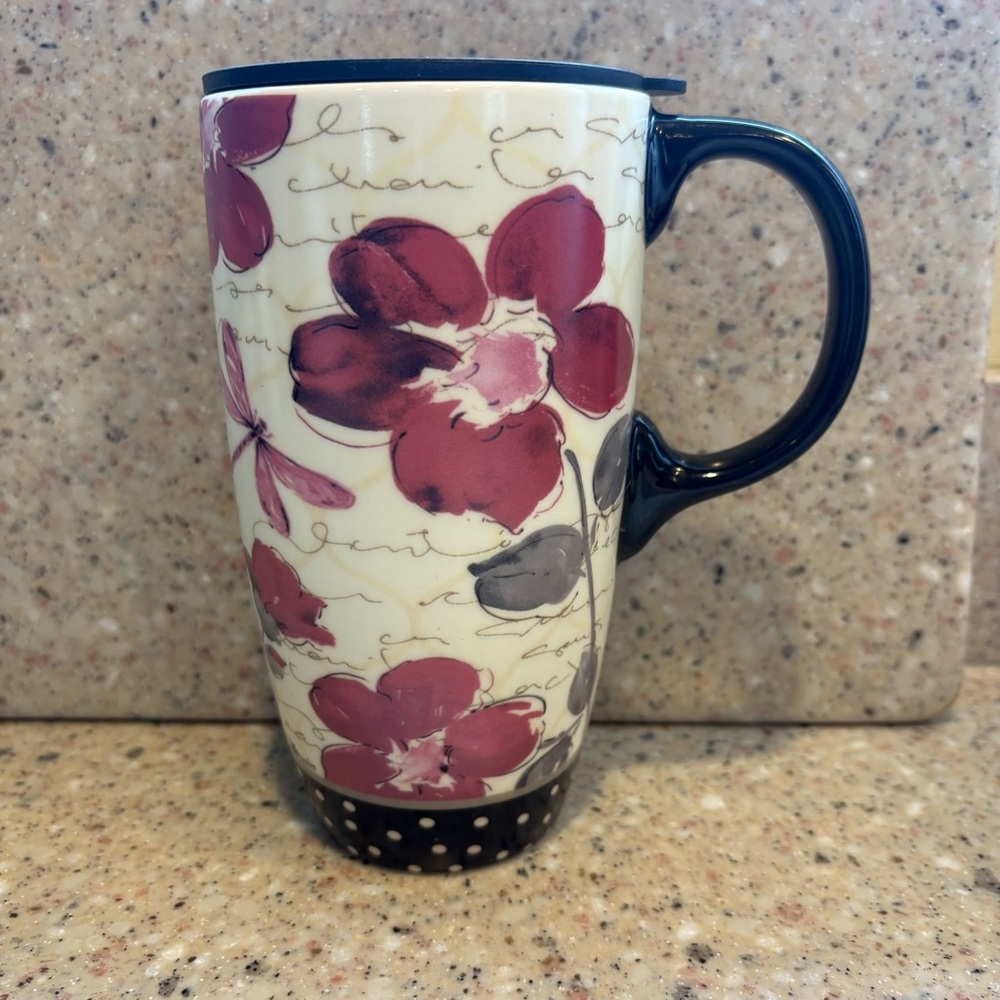 Topadorn 17 oz Ceramic Travel Mug with Spill Proof Lid and Handle